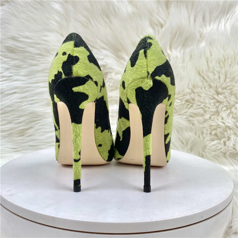 Camouflage Graffiti Pointed-Toe Versatile Stiletto Heels Shoes