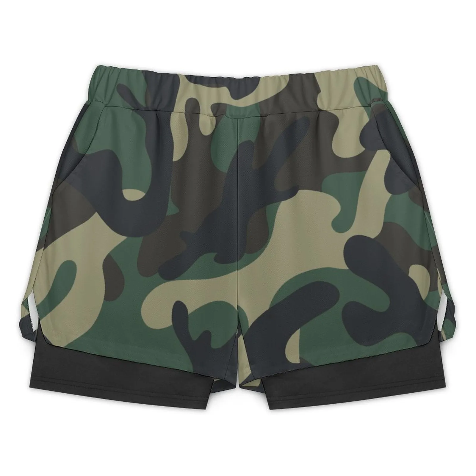 Camouflage Pattern Men Athletic Shorts with 4 Pockets, Casual Men's Light Weight Shorts