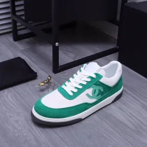 CC GREEN WHITE SUEDE LOW TOP SNEAKERS