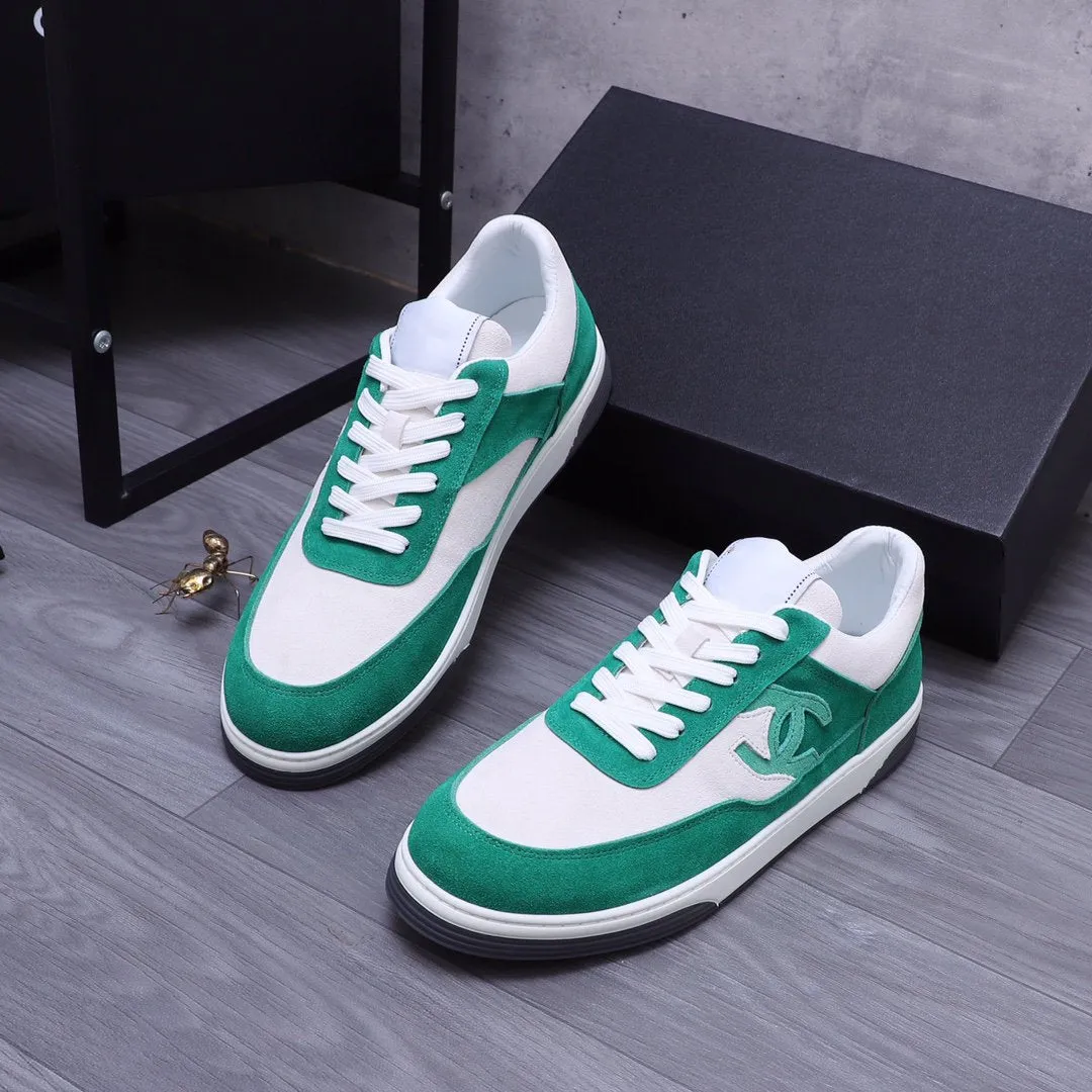 CC GREEN WHITE SUEDE LOW TOP SNEAKERS