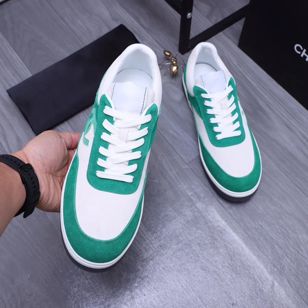 CC GREEN WHITE SUEDE LOW TOP SNEAKERS