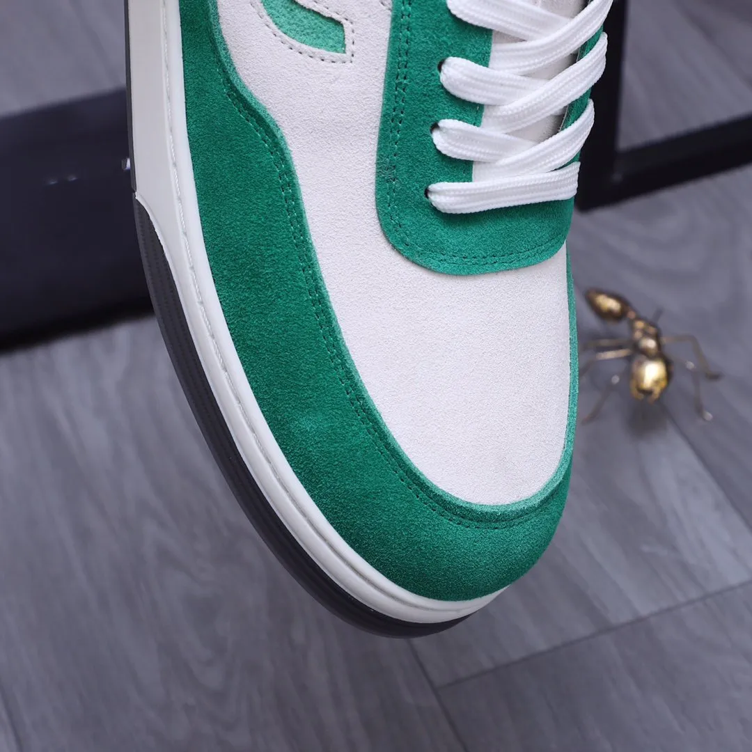 CC GREEN WHITE SUEDE LOW TOP SNEAKERS