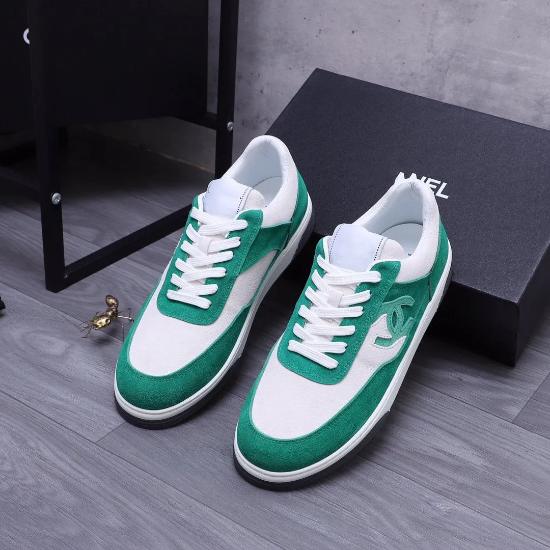 CC GREEN WHITE SUEDE LOW TOP SNEAKERS