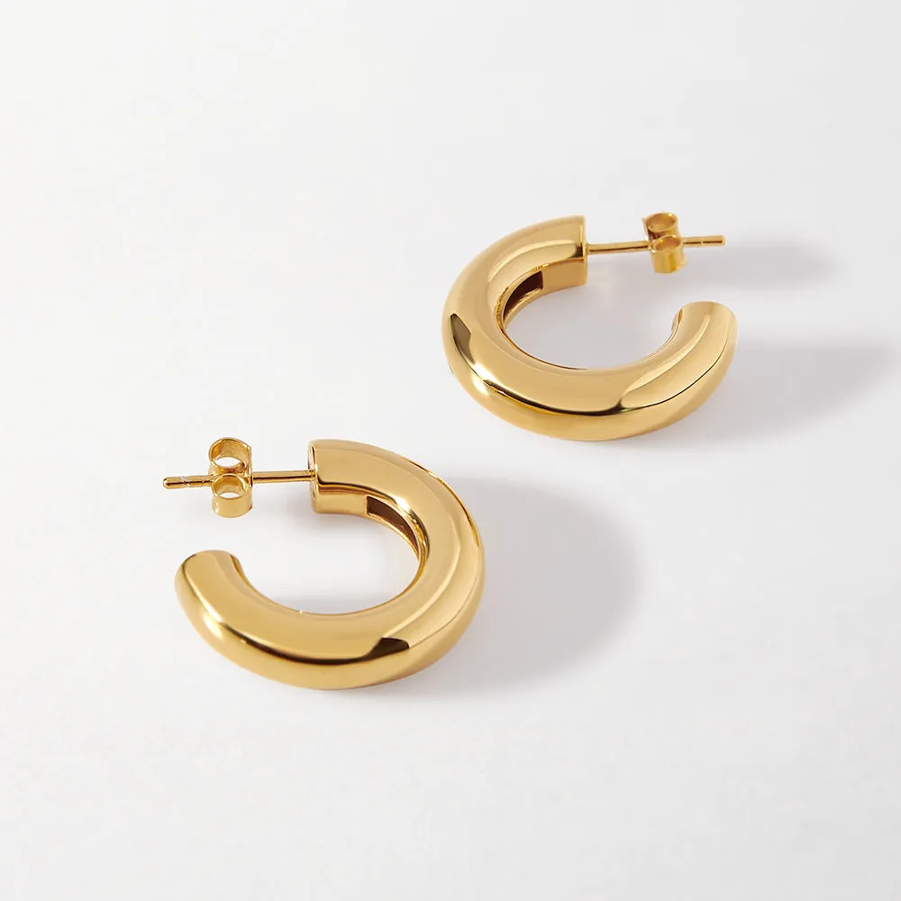 Chunky Hoop Earrings - Gold