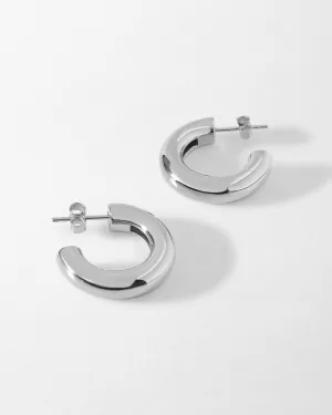 Chunky Hoop Earrings - Silver