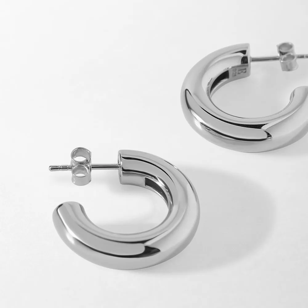 Chunky Hoop Earrings - Silver