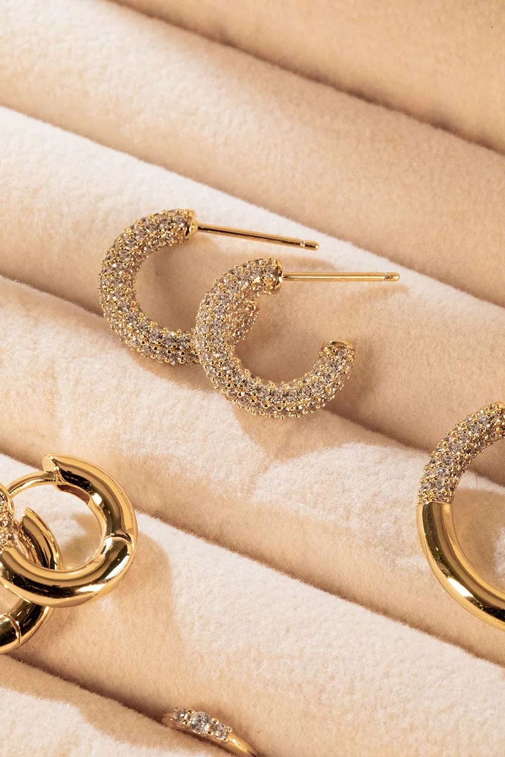 Éclat Pavé Hoops 14K Gold Plated