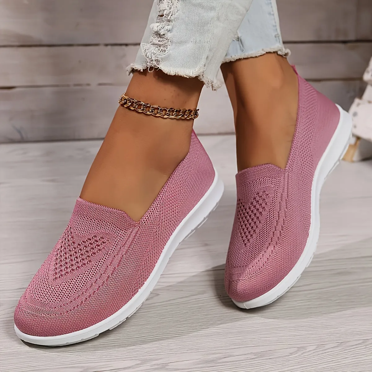 Cozy Fit Knit Sneakers - Soft, Lightweight, Breathable, Slip-On Shoes with Low-Top Design for Daily Walking Comfort - Perfect for Casual Outings and Travel