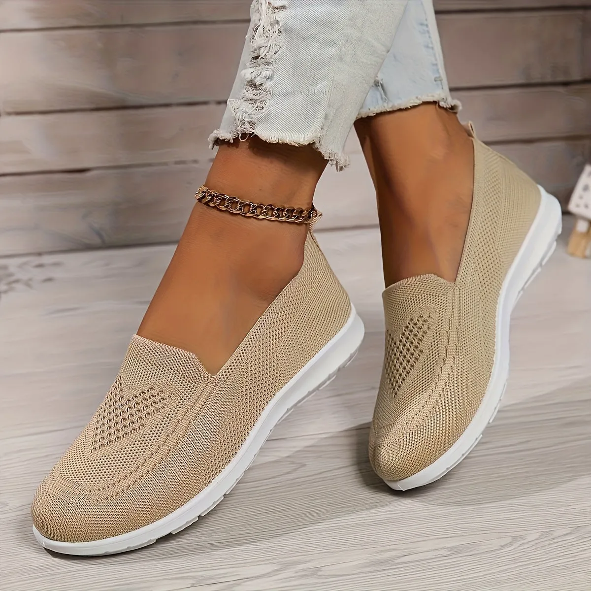 Cozy Fit Knit Sneakers - Soft, Lightweight, Breathable, Slip-On Shoes with Low-Top Design for Daily Walking Comfort - Perfect for Casual Outings and Travel