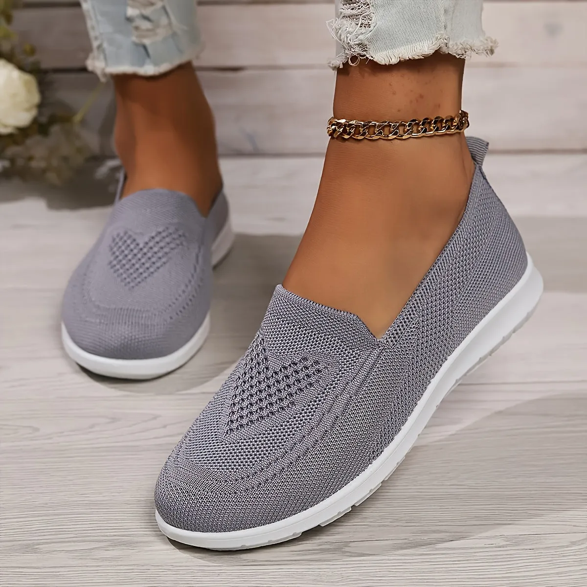 Cozy Fit Knit Sneakers - Soft, Lightweight, Breathable, Slip-On Shoes with Low-Top Design for Daily Walking Comfort - Perfect for Casual Outings and Travel