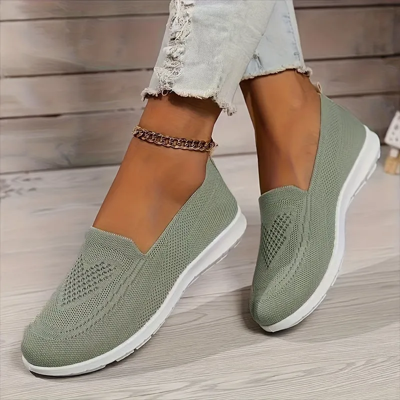 Cozy Fit Knit Sneakers - Soft, Lightweight, Breathable, Slip-On Shoes with Low-Top Design for Daily Walking Comfort - Perfect for Casual Outings and Travel