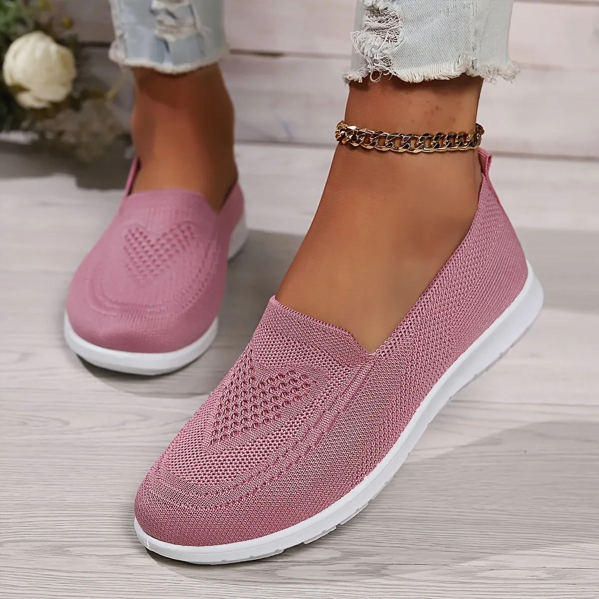 Cozy Fit Knit Sneakers - Soft, Lightweight, Breathable, Slip-On Shoes with Low-Top Design for Daily Walking Comfort - Perfect for Casual Outings and Travel