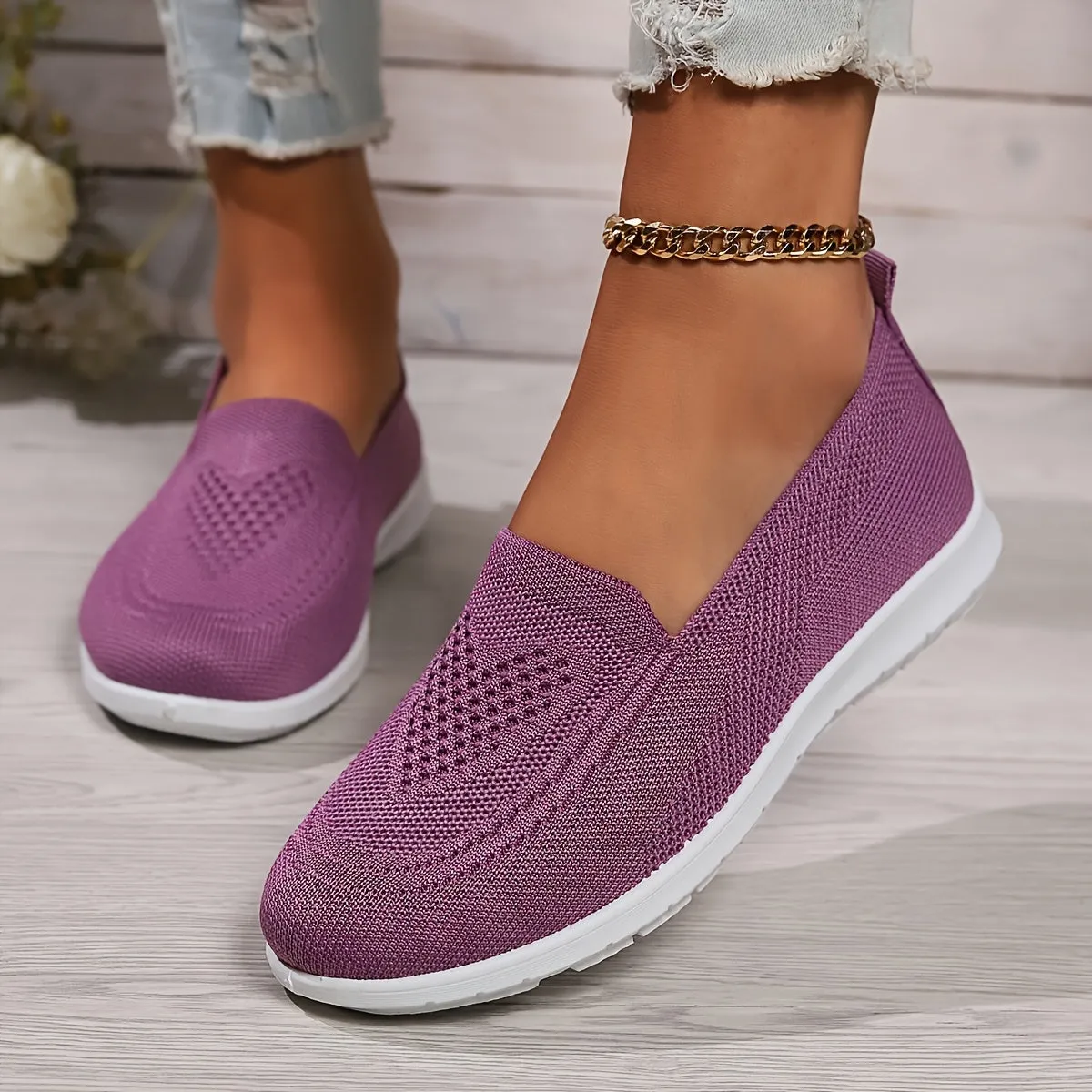 Cozy Fit Knit Sneakers - Soft, Lightweight, Breathable, Slip-On Shoes with Low-Top Design for Daily Walking Comfort - Perfect for Casual Outings and Travel