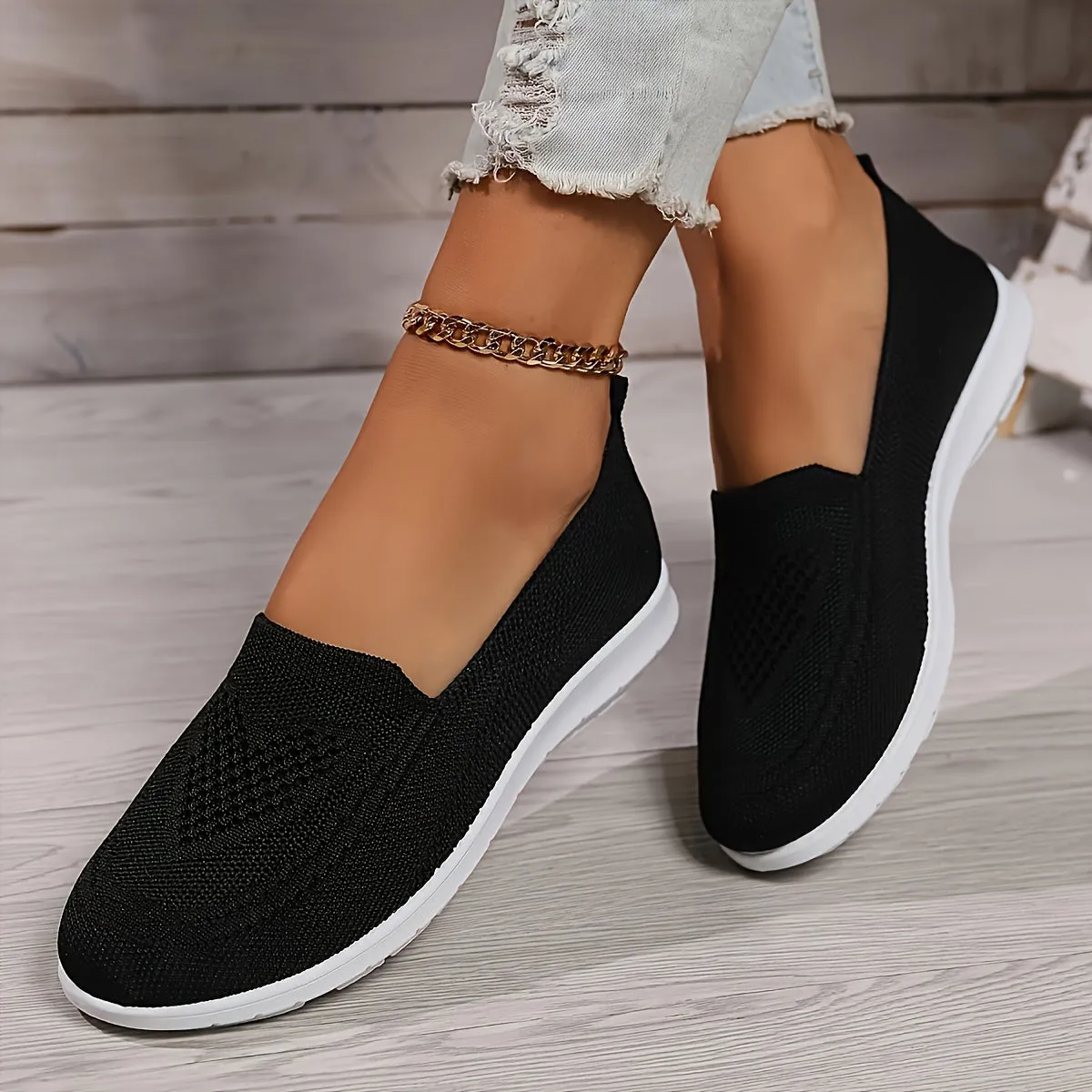 Cozy Fit Knit Sneakers - Soft, Lightweight, Breathable, Slip-On Shoes with Low-Top Design for Daily Walking Comfort - Perfect for Casual Outings and Travel