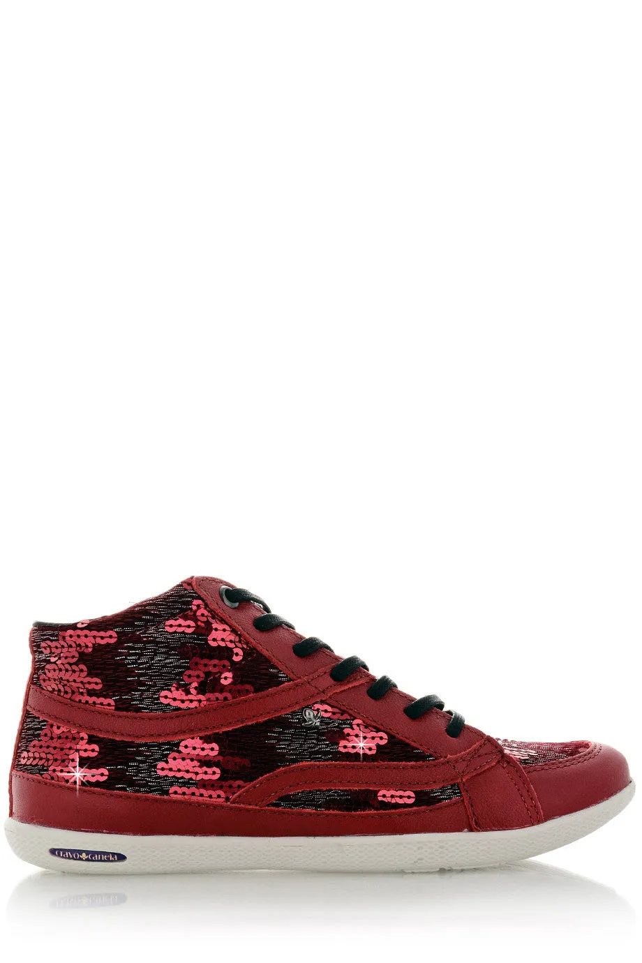 CRAVO & CANELA STARLA Bordeaux Sequin Sneakers