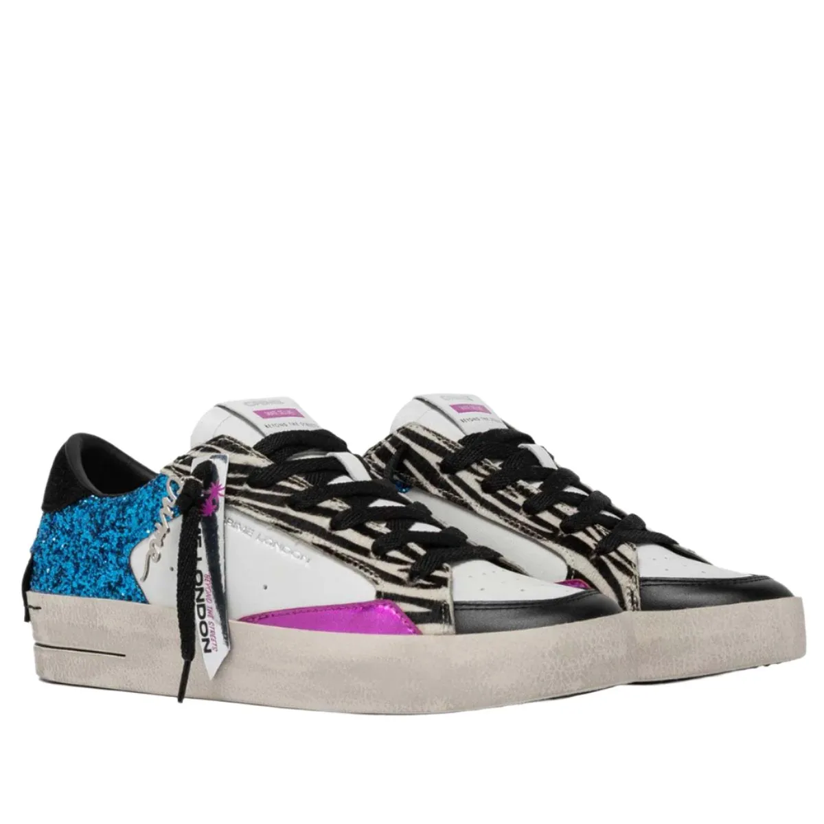 CRIME LONDON SK8 TROPICAL ZEBRA SNEAKERS