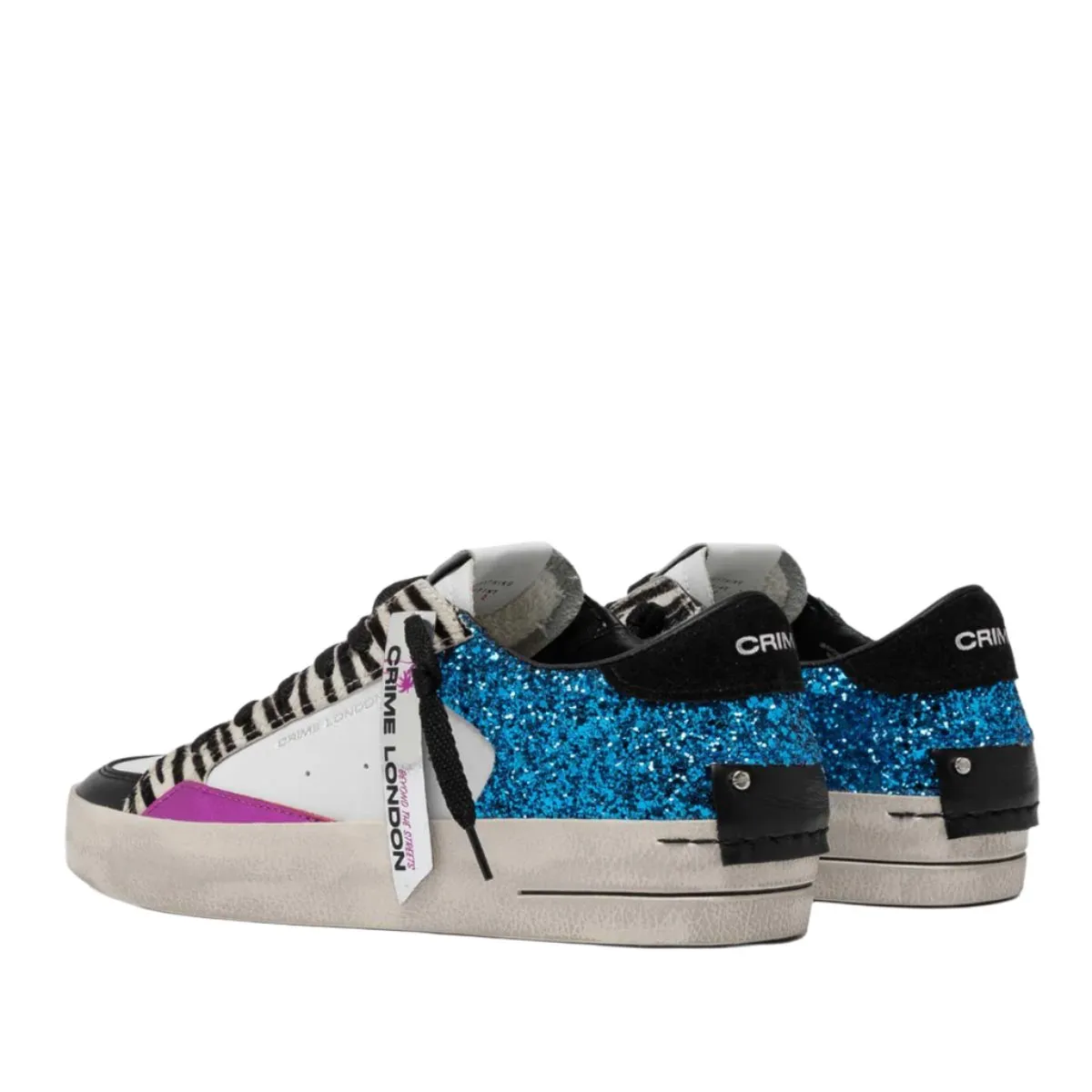 CRIME LONDON SK8 TROPICAL ZEBRA SNEAKERS