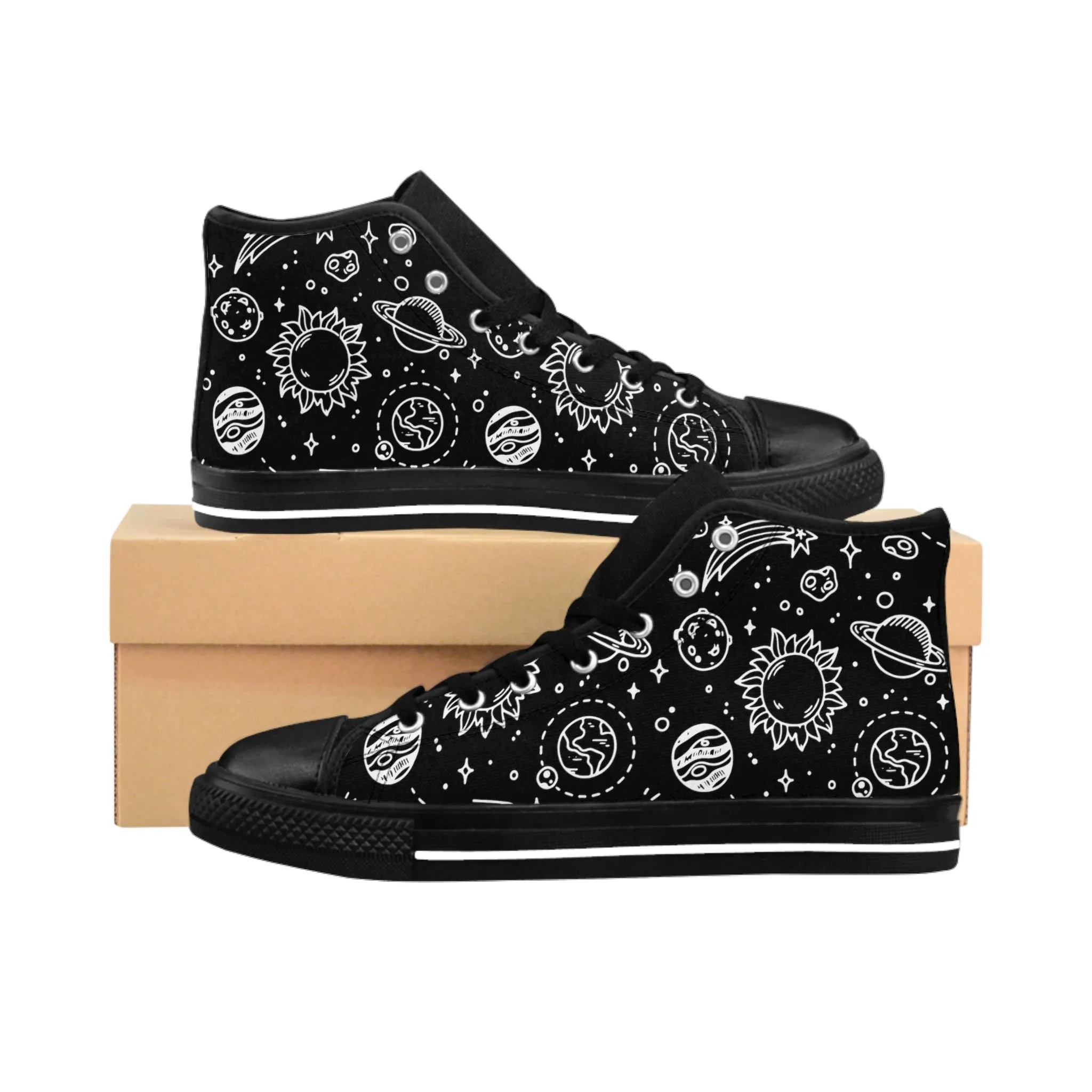 Cute Universe Drawing ,Women's Classic Sneakers