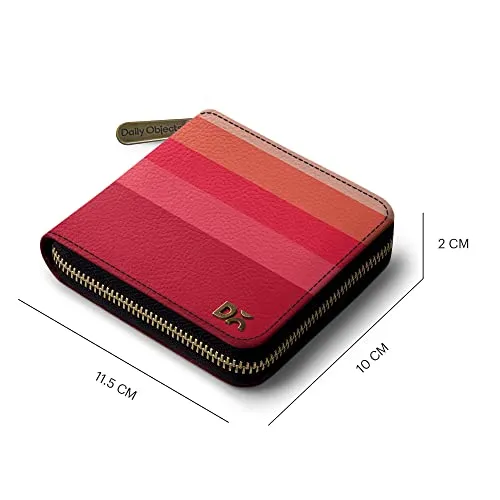 DailyObjects Berry Quin Women's Zip Wallet | Made with Vegan Leather Material | Carefully Handcrafted | Holds up to 8 Cards | Slim and Easy to Fit in Pocket | Coin Pocket with Button Closure