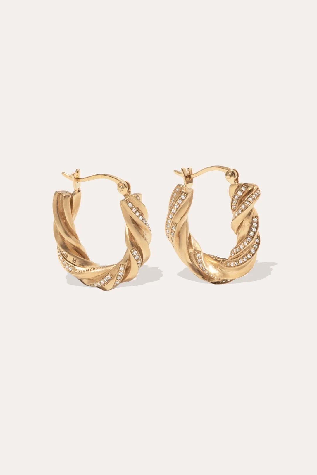 Deep State - White Topaz and Gold Vermeil Hoop Earrings