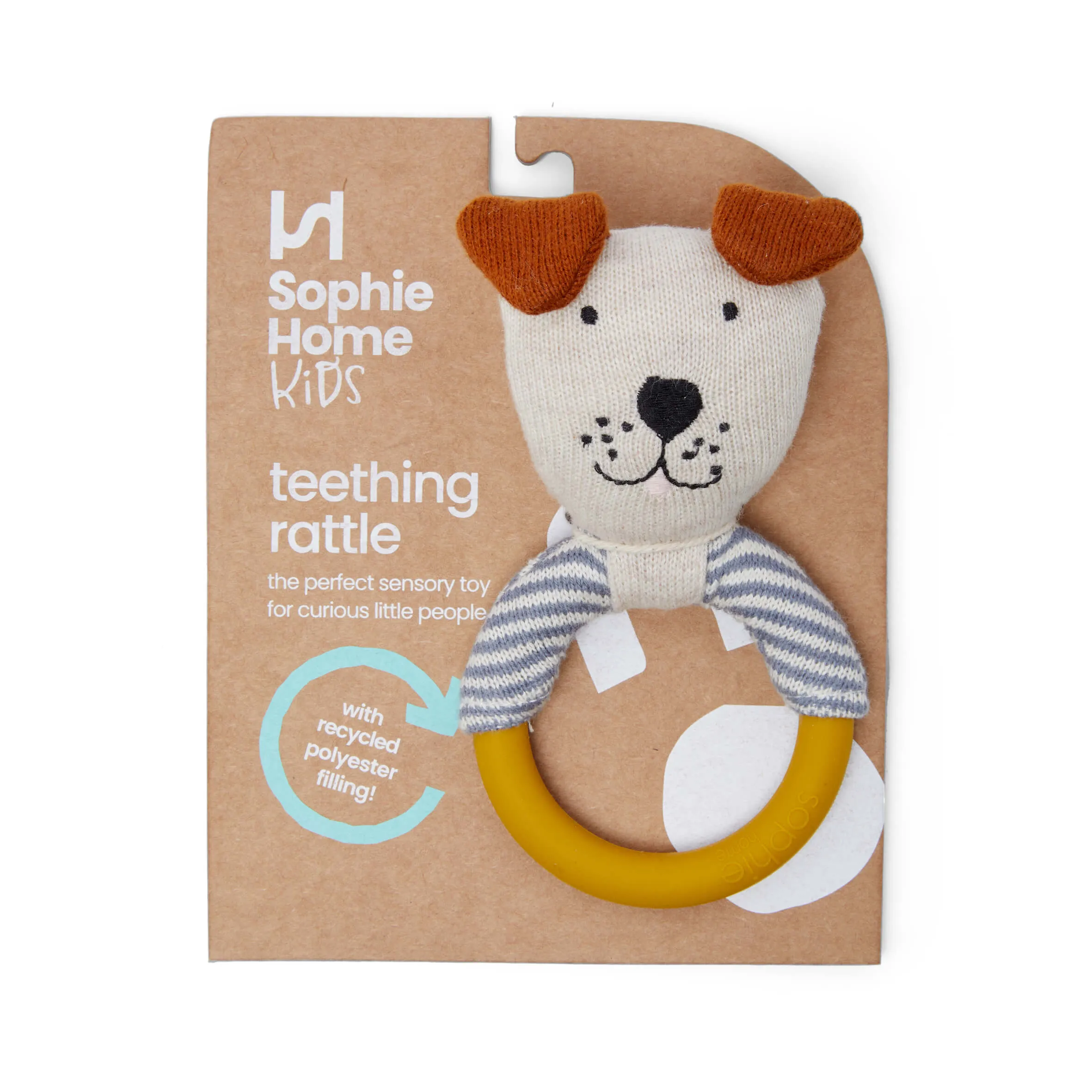 Dog Teether Rattle | Blue | Cotton & Silicone | by Sophie Home