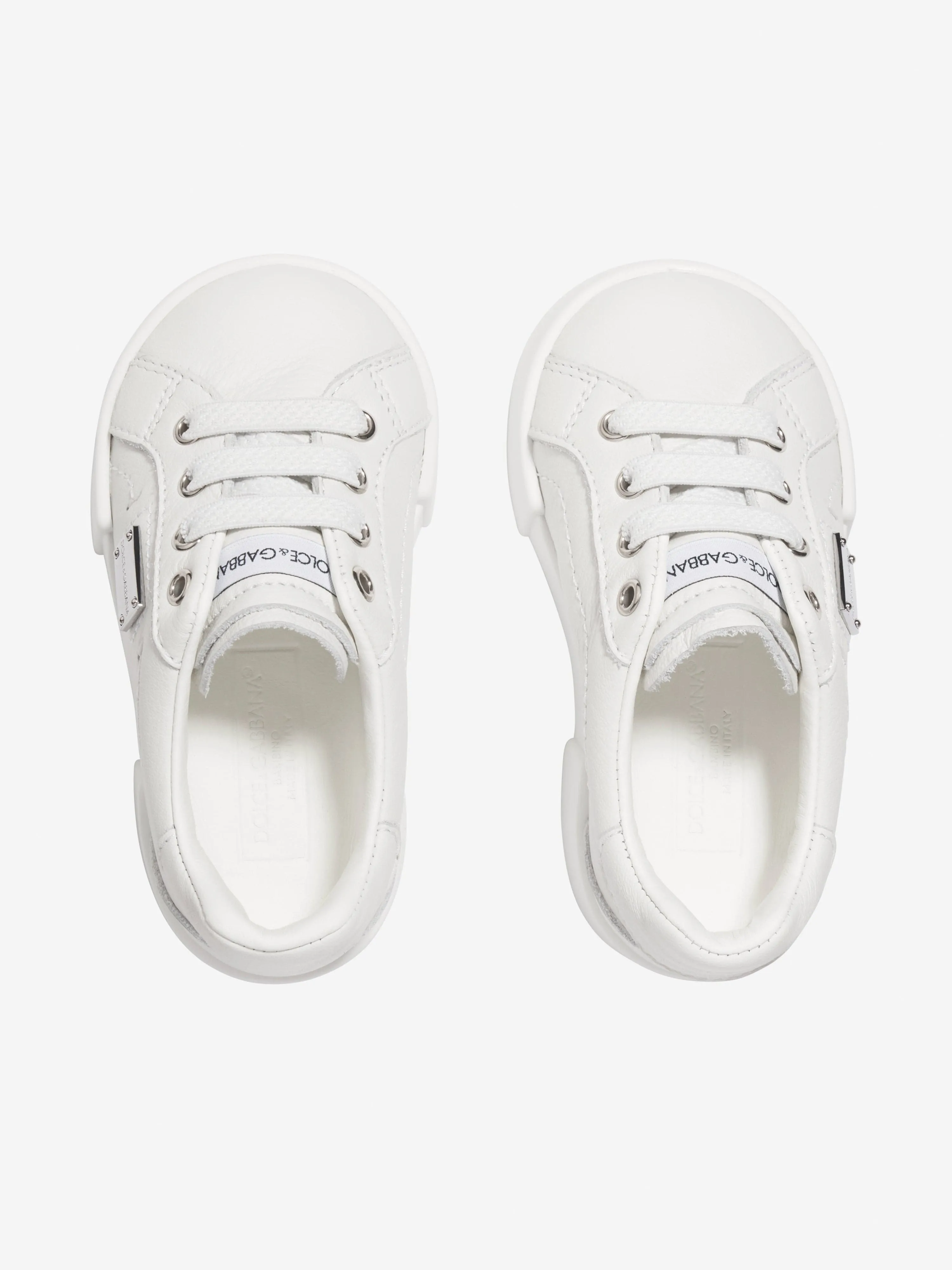 Dolce & Gabbana Baby Boys Leather Logo Trainers in White