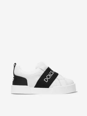 Dolce & Gabbana Baby Boys Leather Slip On Trainers in White