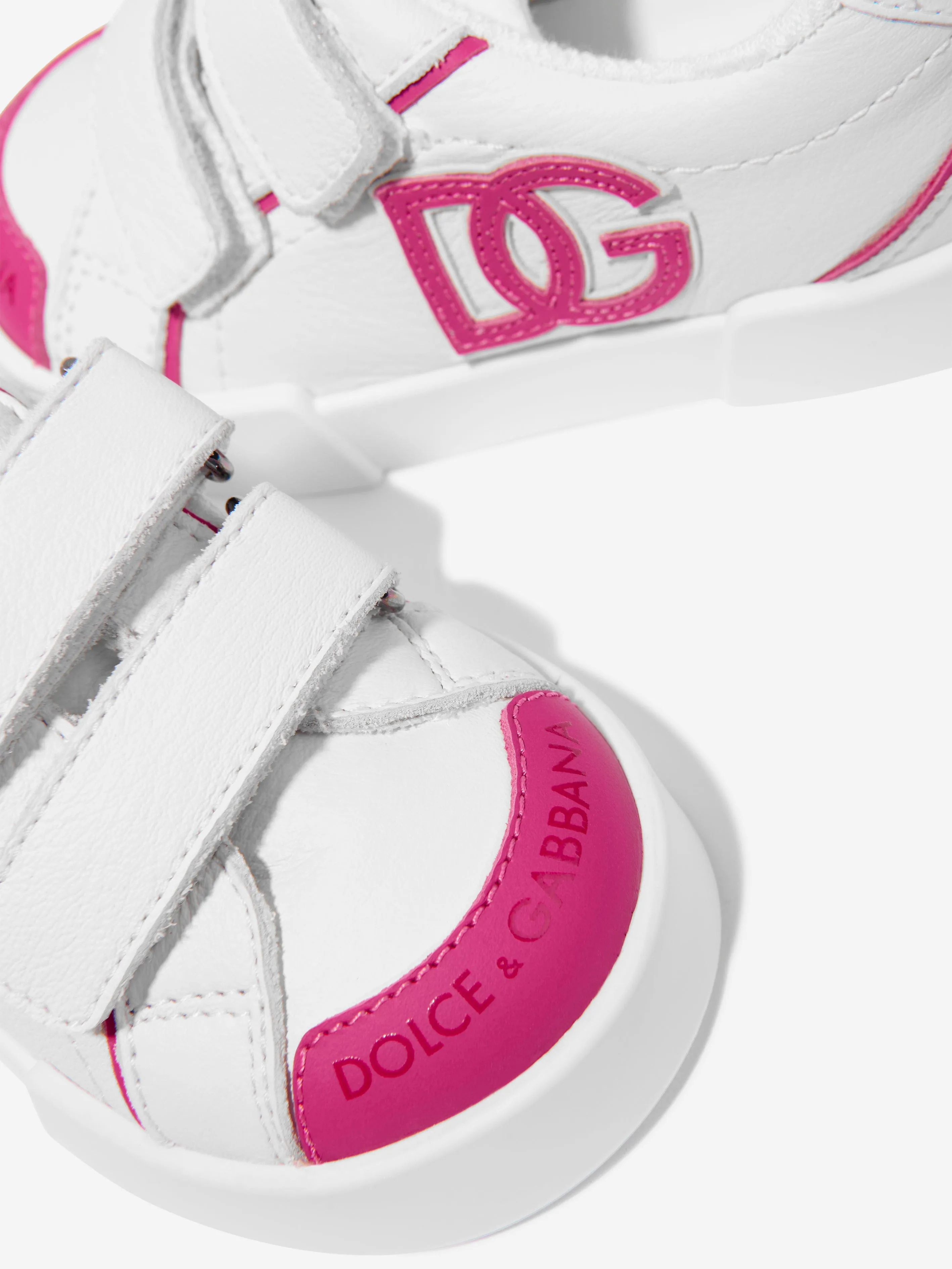 Dolce & Gabbana Baby Girls Leather Velcro Trainers in White