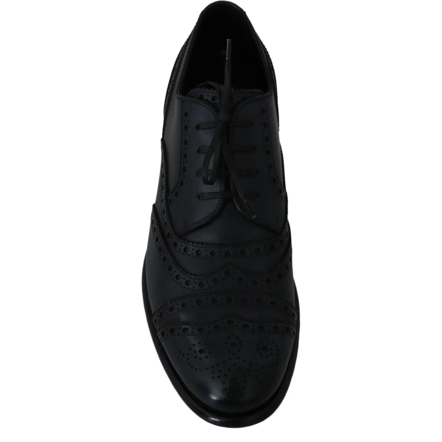 Dolce & Gabbana Elegant Blue Leather Wingtip Derby Shoes