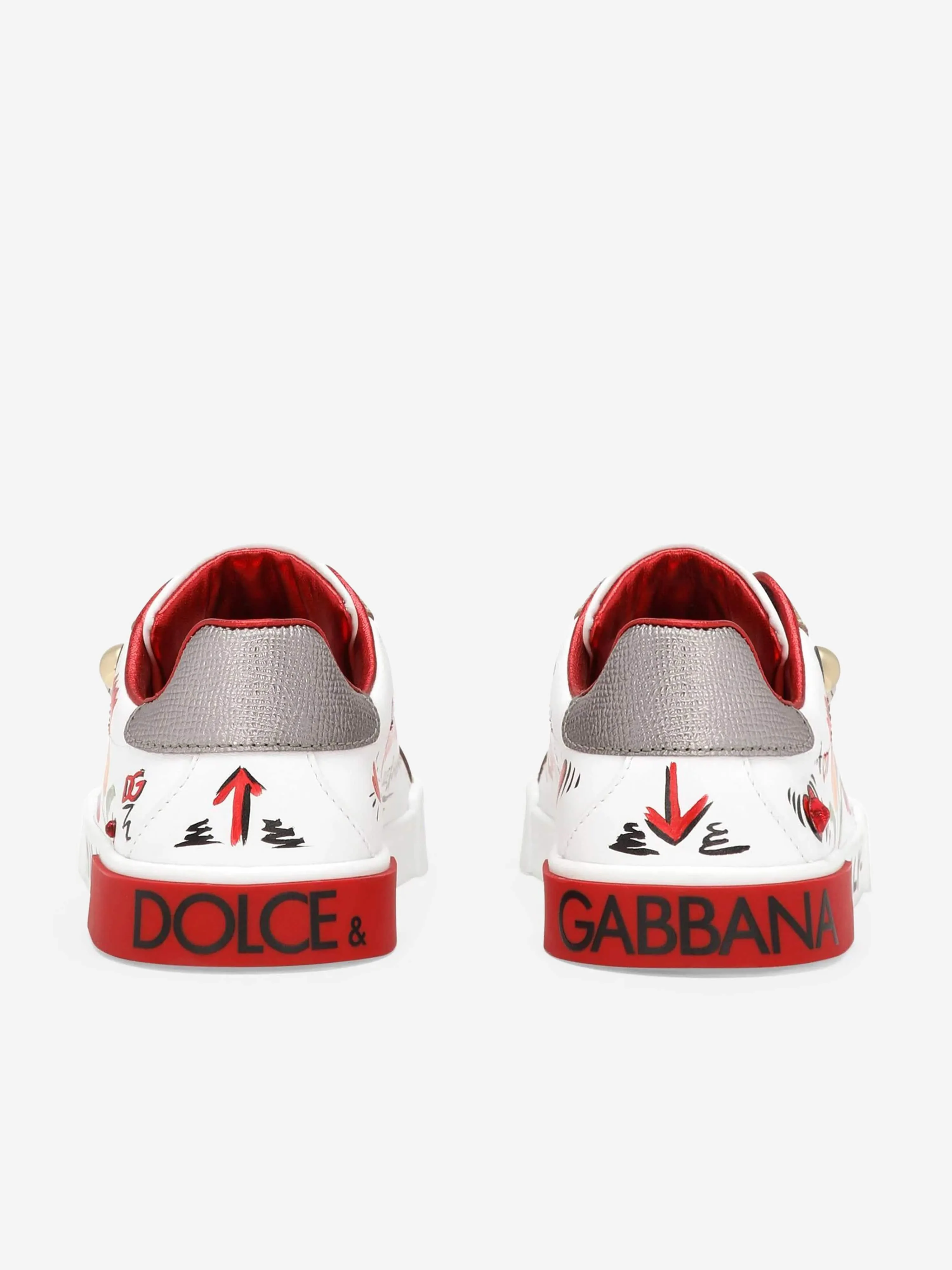 Dolce & Gabbana Girls Leather Tulip Trainers in White