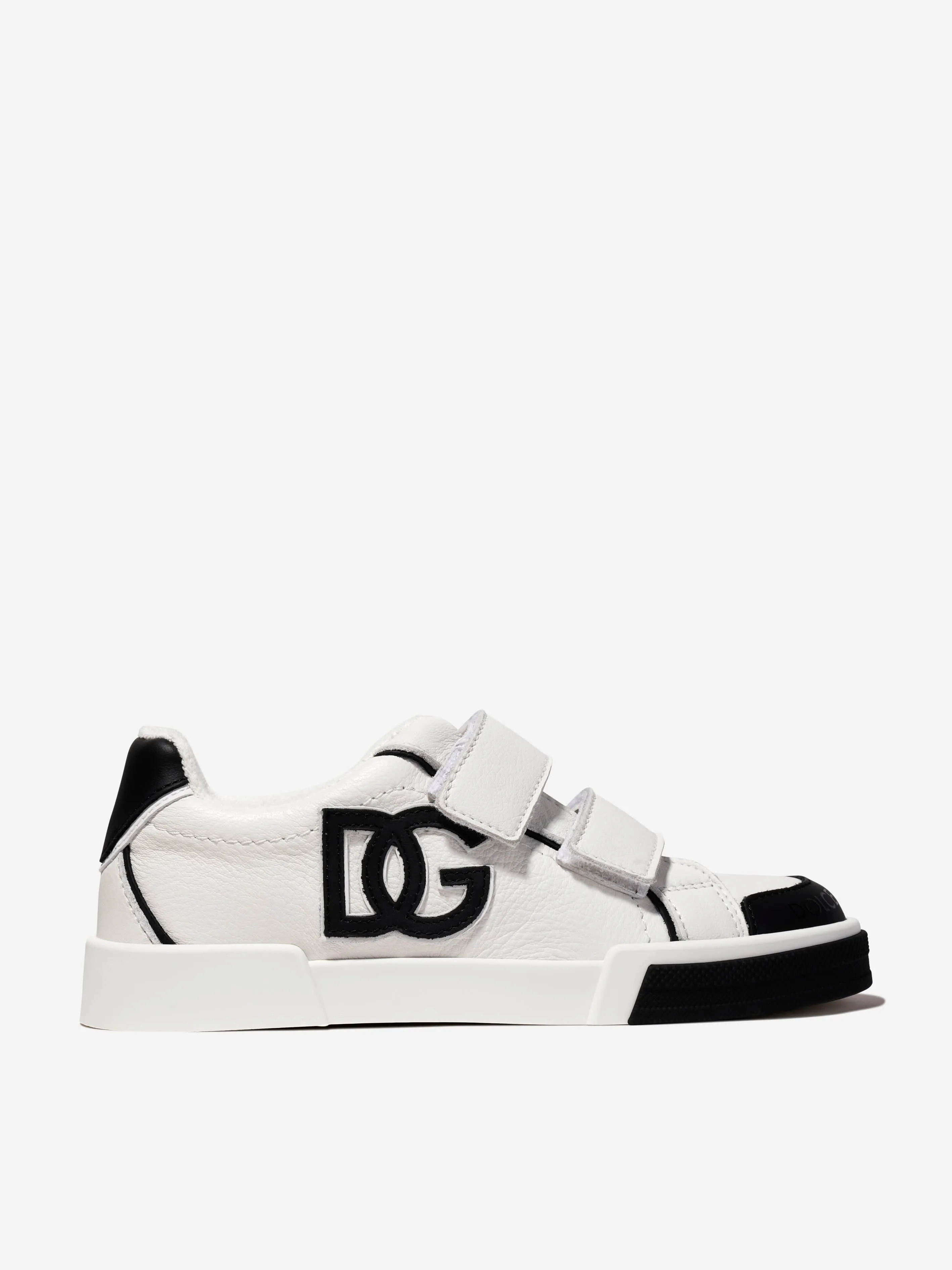 Dolce & Gabbana Kids Leather Velcro Trainers in White