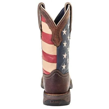 DURANGO WOMEN'S REBEL PATRIOTIC FLAG PULL ON WESTERN BOOT - RD4414