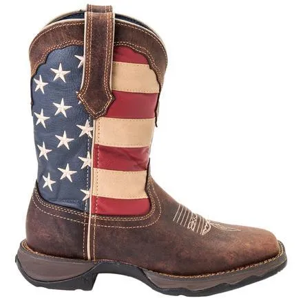 DURANGO WOMEN'S REBEL PATRIOTIC FLAG PULL ON WESTERN BOOT - RD4414