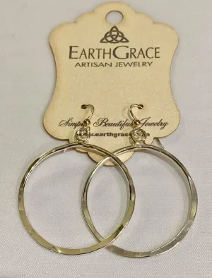 Earth Grace Medium Hammered Sterling Silver Hoops