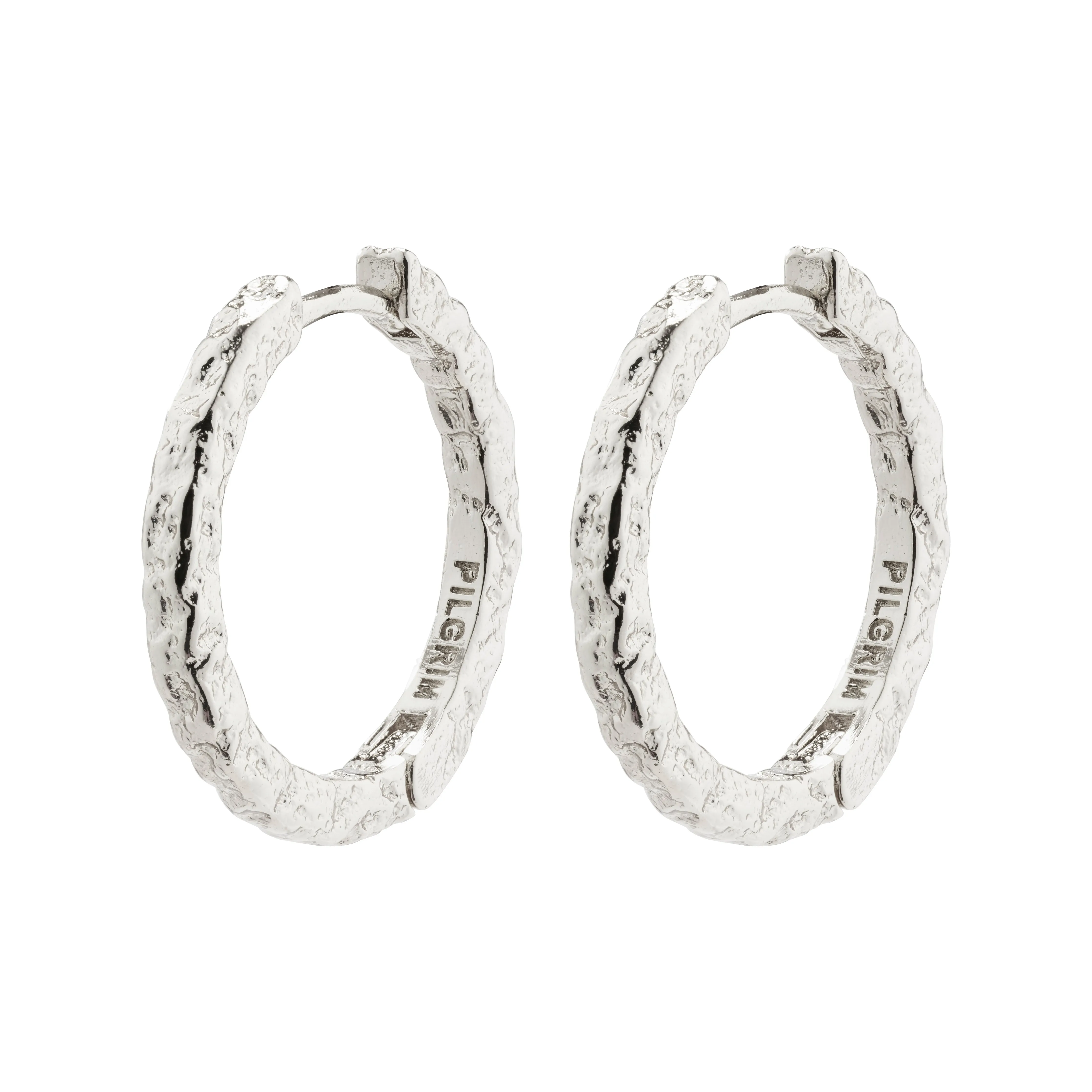 ELANOR rustic texture hoop earrings silver-plated