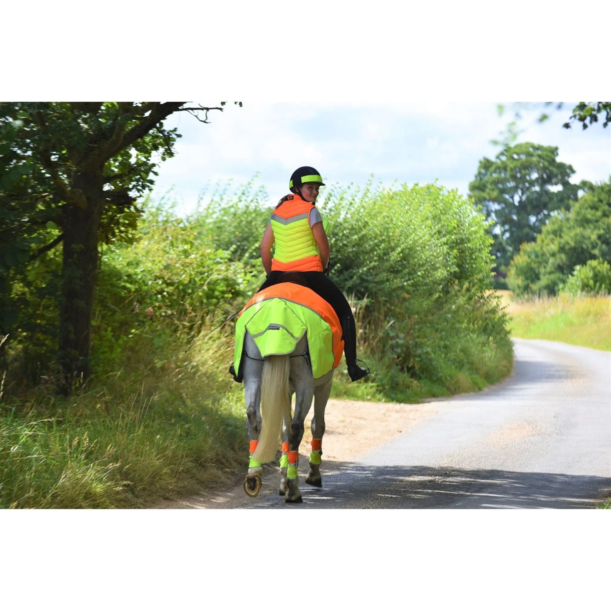 Equisafety Multi Coloured Hi Vis Leg Boots - YELLOW/ORANGE