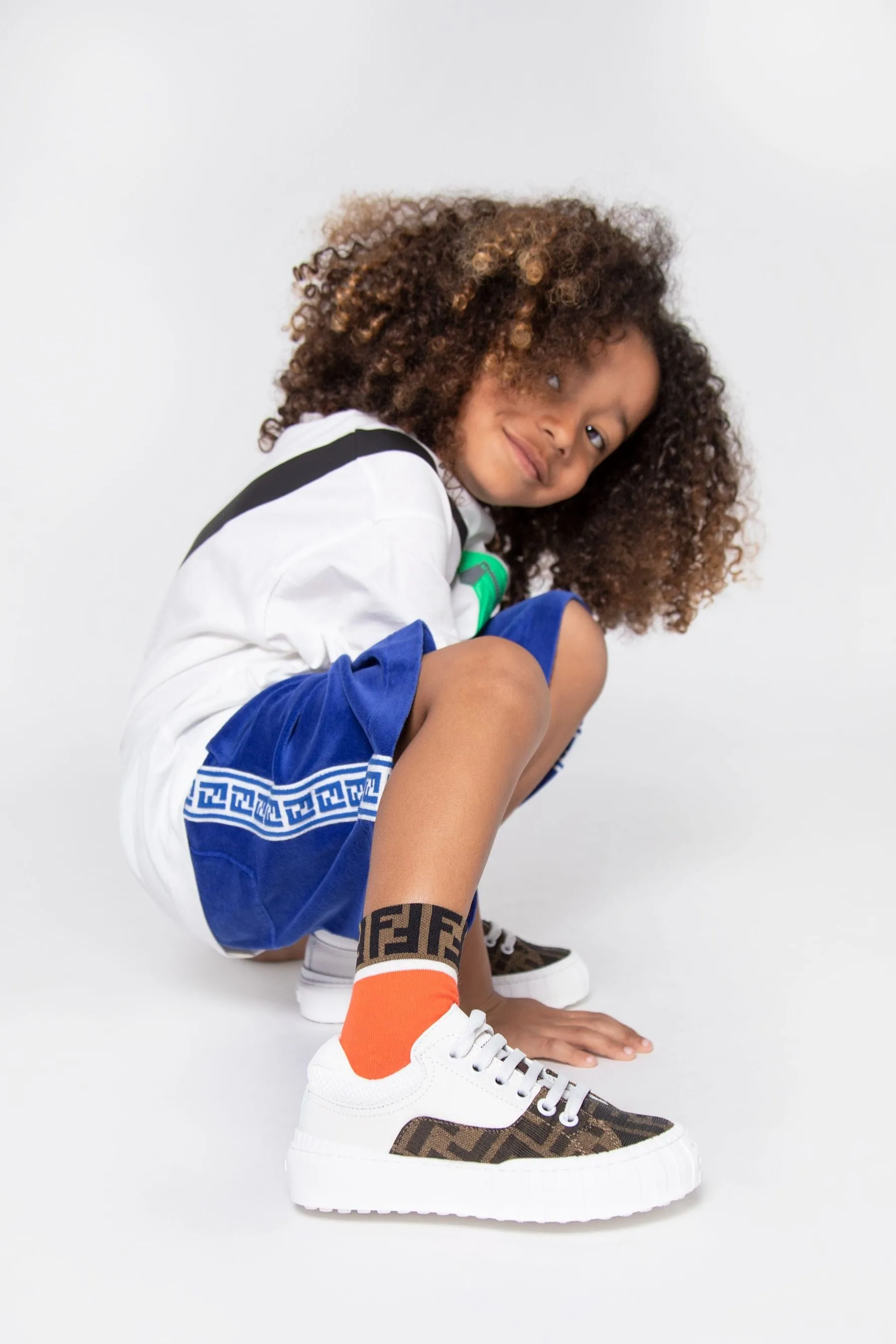 Fendi Kids FF Logo Trainers in White