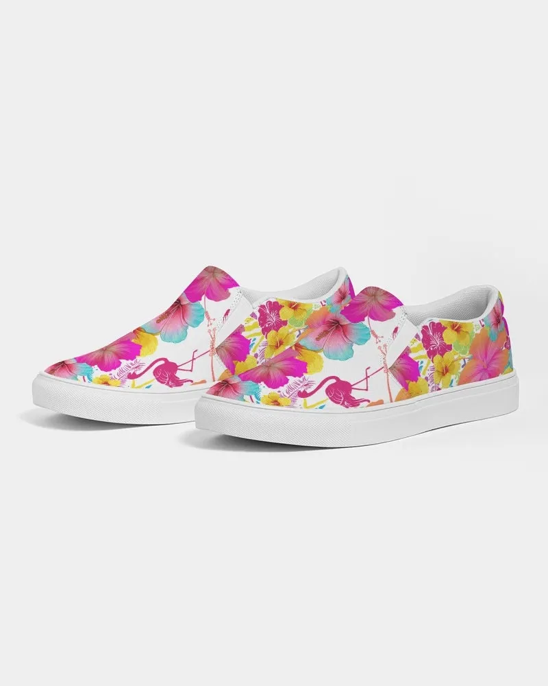 FLAMINGOS HIBISCUS FLORAL CANVAS SHOES