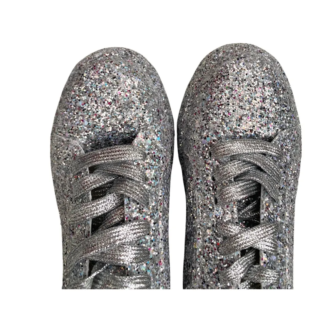 Glitter Lace-up Runners Silver SIZE 37