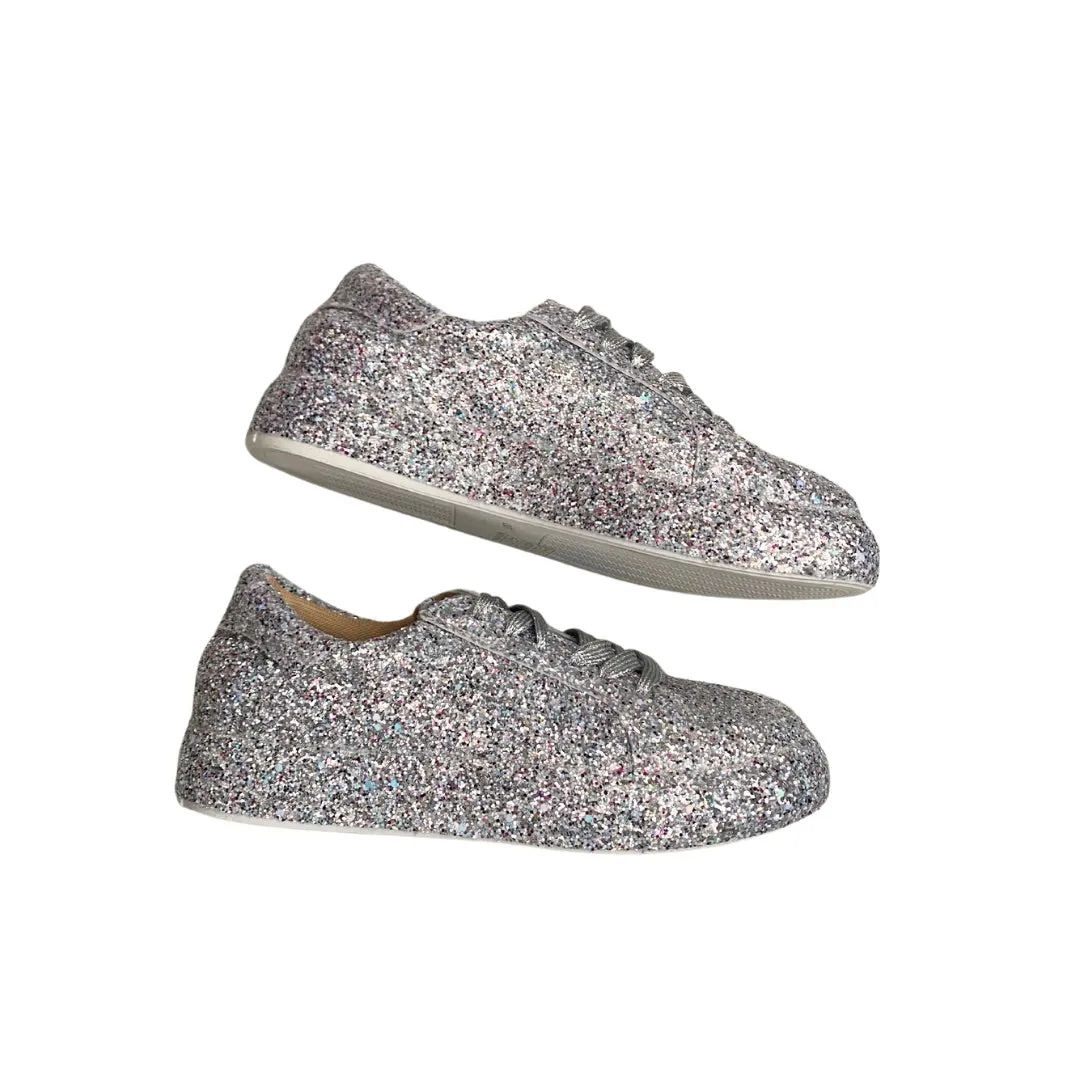 Glitter Lace-up Runners Silver SIZE 37