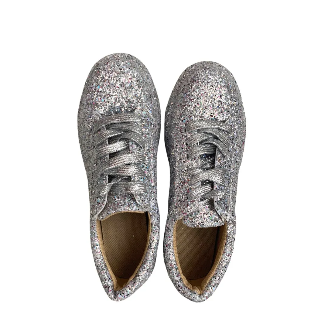 Glitter Lace-up Runners Silver SIZE 37