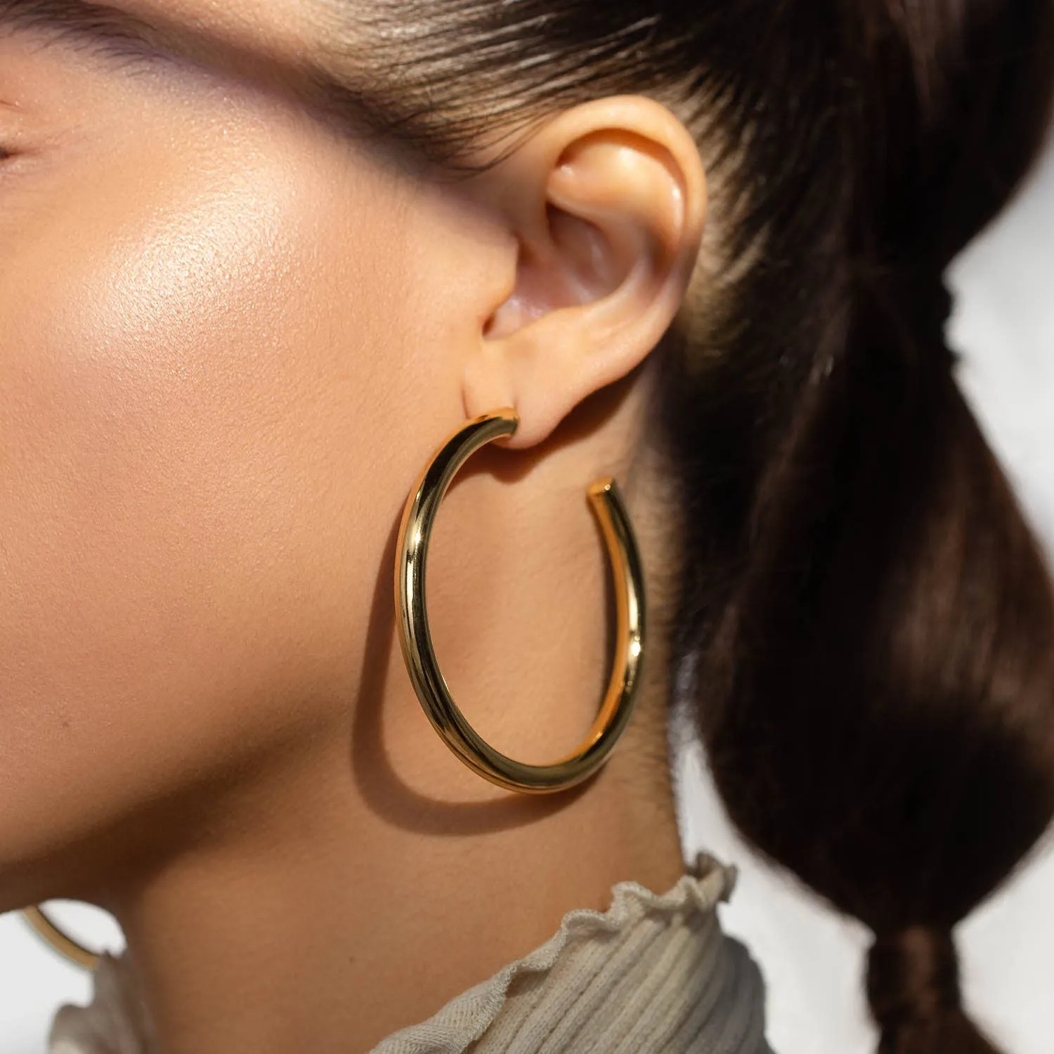 Gold 40mm Statement Hoop Earrings