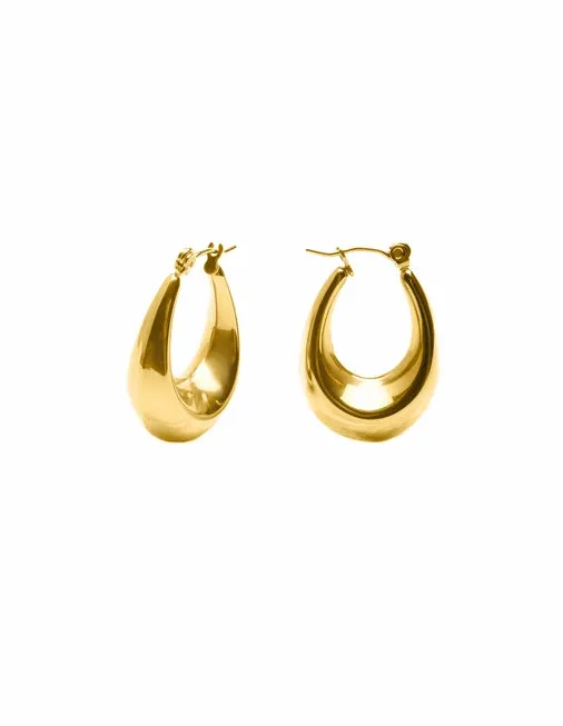 Gold Bold Crescent Hoop Earrings | Waterproof | Gift Boxed | by Nordic Muse