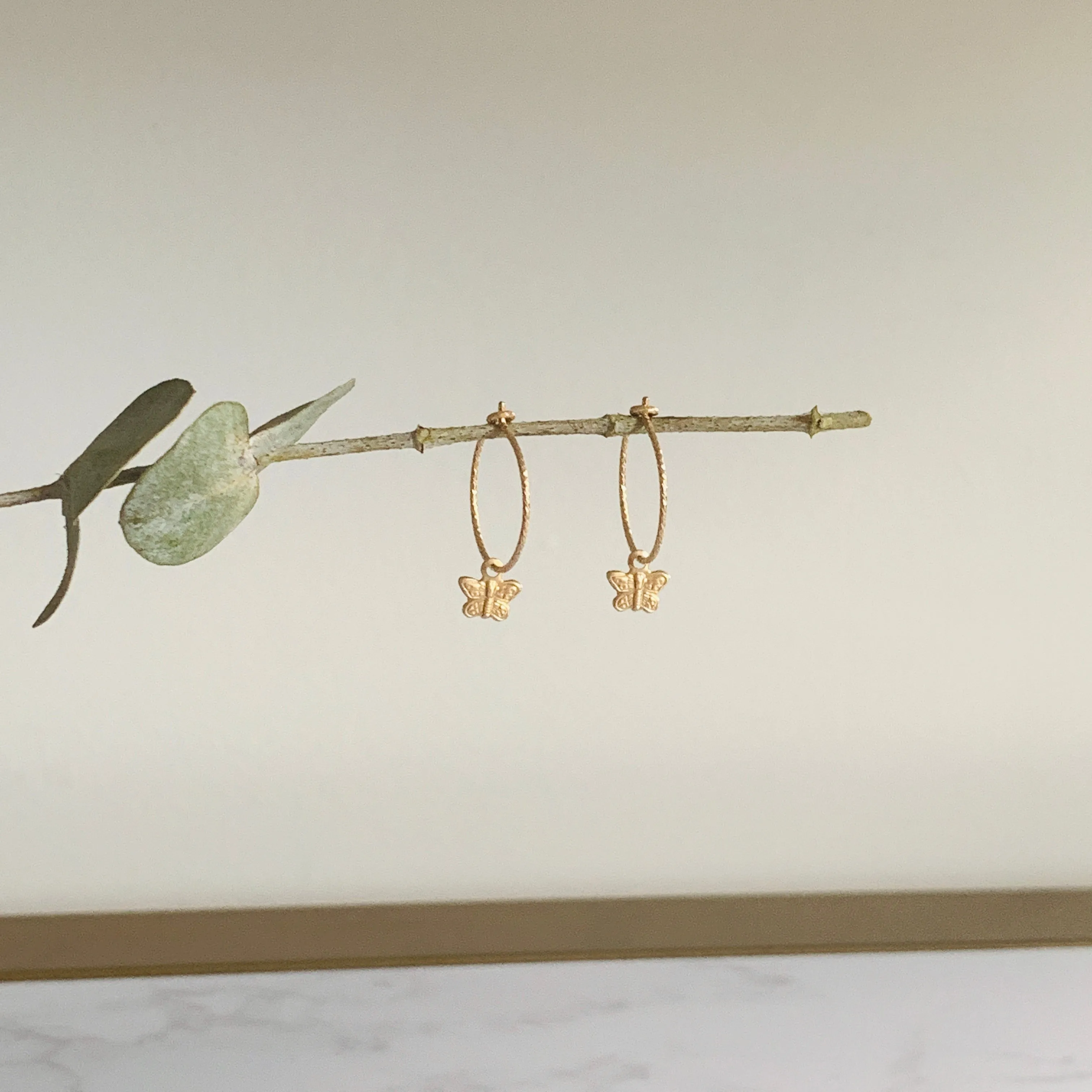 Gold Butterfly Hoops