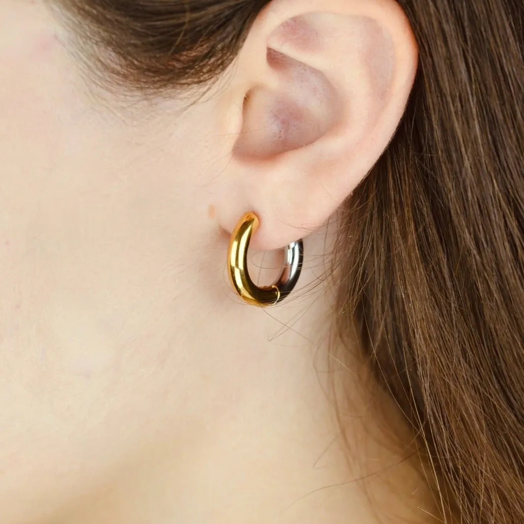 Gold-Silver-Plated Circular Hoop Earrings