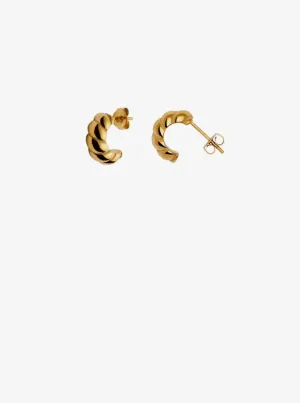 Gold Small Ridge Huggie Hoop Earrings | Waterproof | Gift Boxed | by Nordic Muse