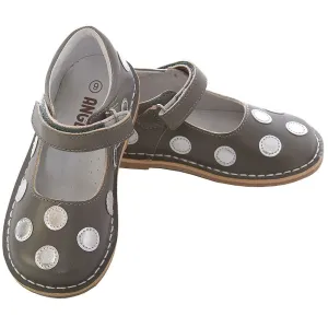 Grey Silver Dot Strap Mary Jane Shoe Baby Girl 4