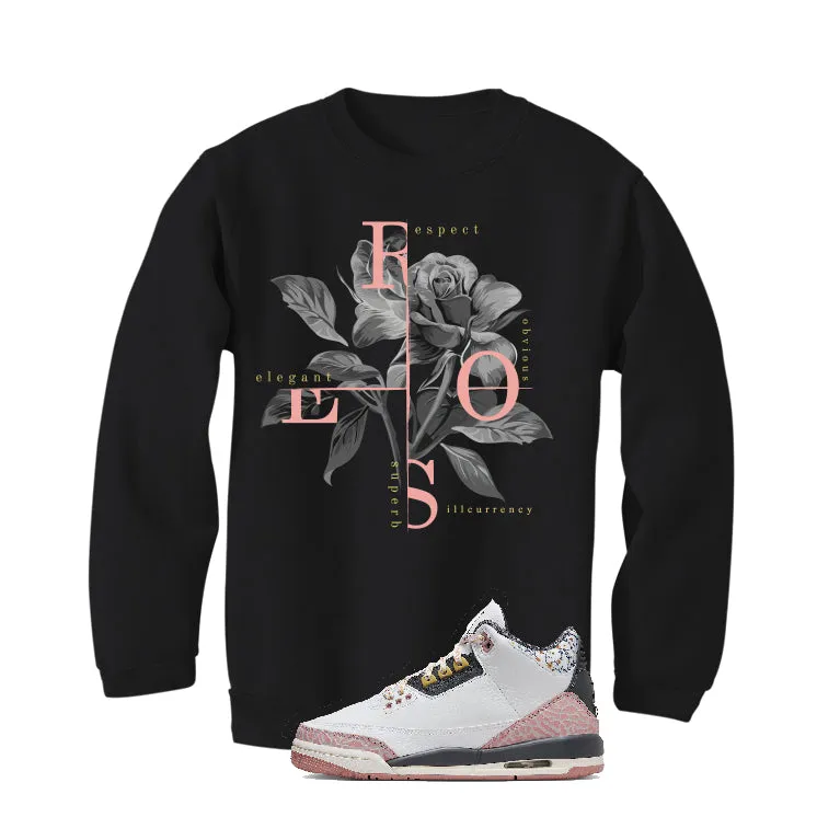 GS Air Jordan 3 “Red Stardust” | illcurrency Black T-Shirt (Roses)