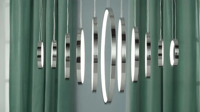 Hoops 20" 1 Single Light Linear Pendant in Polished Chrome