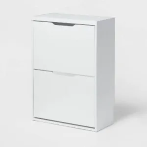 Laminate Pivot Open Shoe Cabinet White - Brightroom